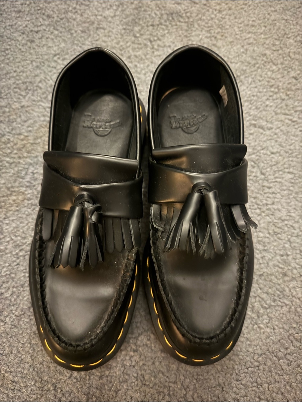 Dr. Martens Black Leather Tassel Kiltie Loafers